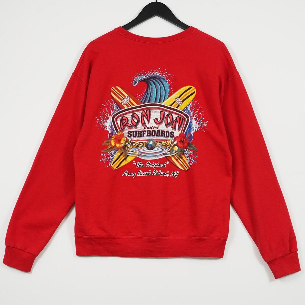 Vintage Ron Jon Surf Shop Sweatshirt M Red Y2K long beach island NJ